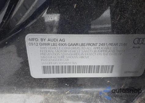 2013 Audi A4 2.0T Premium from USA, damaged, VIN WAUFFAFLXDN024165